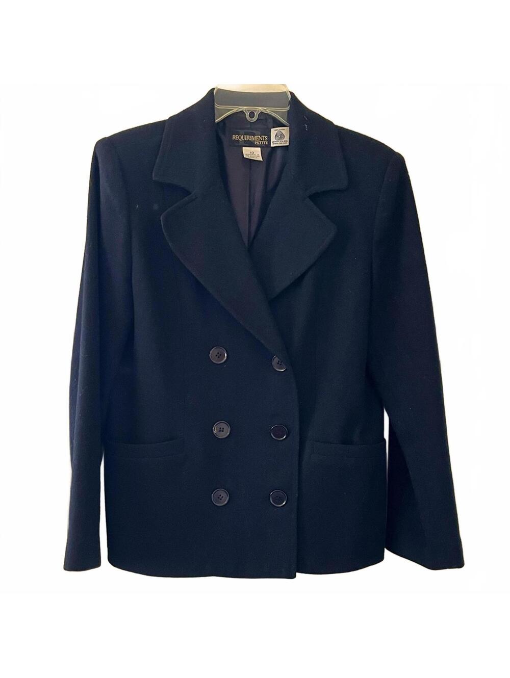 Requirements Women's Navy Double-Breasted Vintage 100% wool
